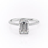 2.10 CT Emerald Cut Hidden Halo Pave Setting Moissanite Engagement Ring 10